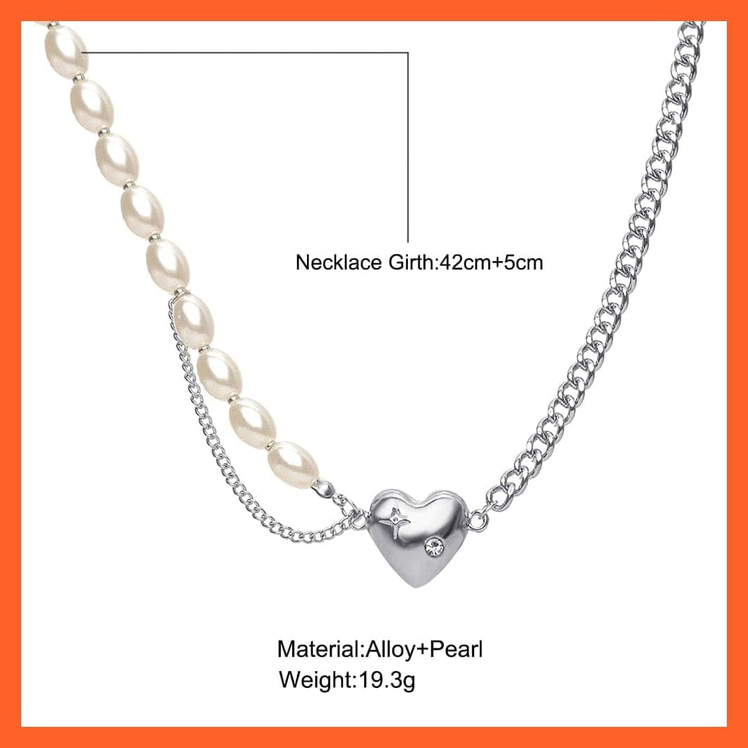 whatagift.com.au necklace Gold Silver Pearl Heart Shaped Pendant Choker Necklace For Women