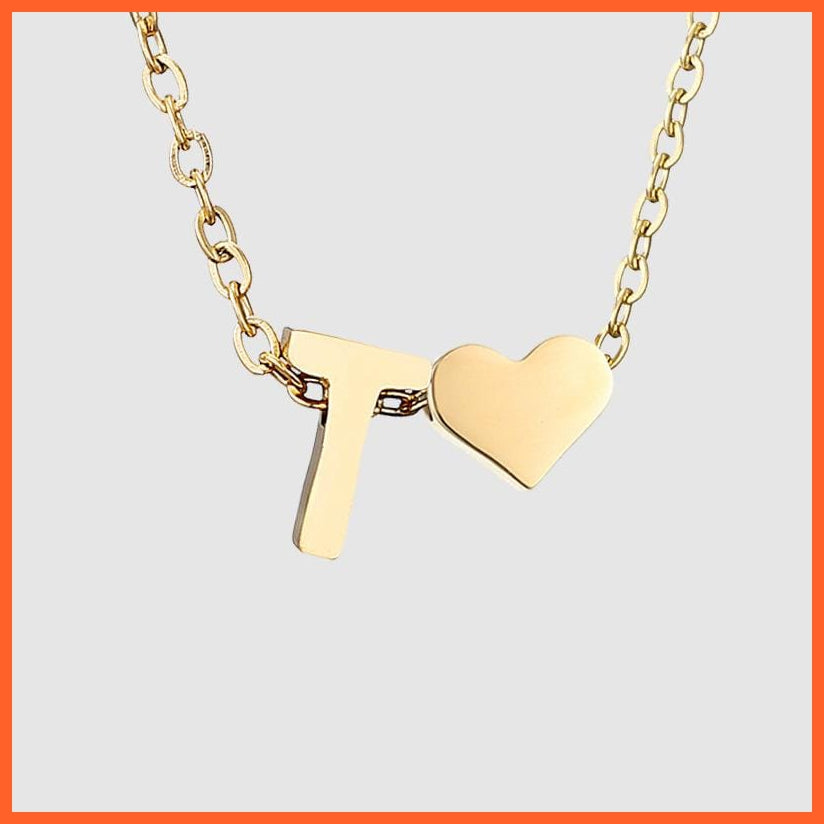Heart Shaped Gold-Plated Letter Pendant For Women Clavicle Chain | whatagift.com.au.