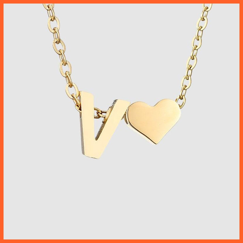 Heart Shaped Gold-Plated Letter Pendant For Women Clavicle Chain | whatagift.com.au.