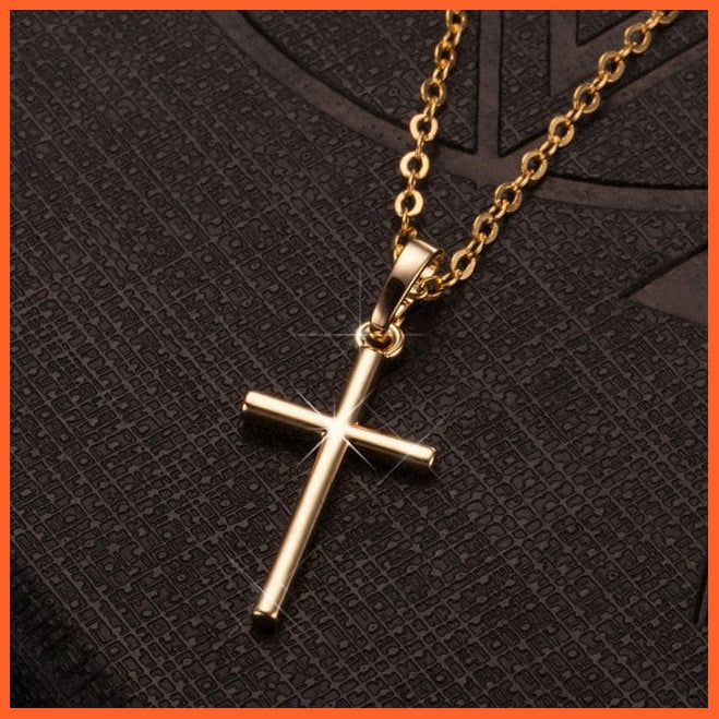 Unisex Cross Pendants Gold Black Color Chain Necklace Jewelry | whatagift.com.au.