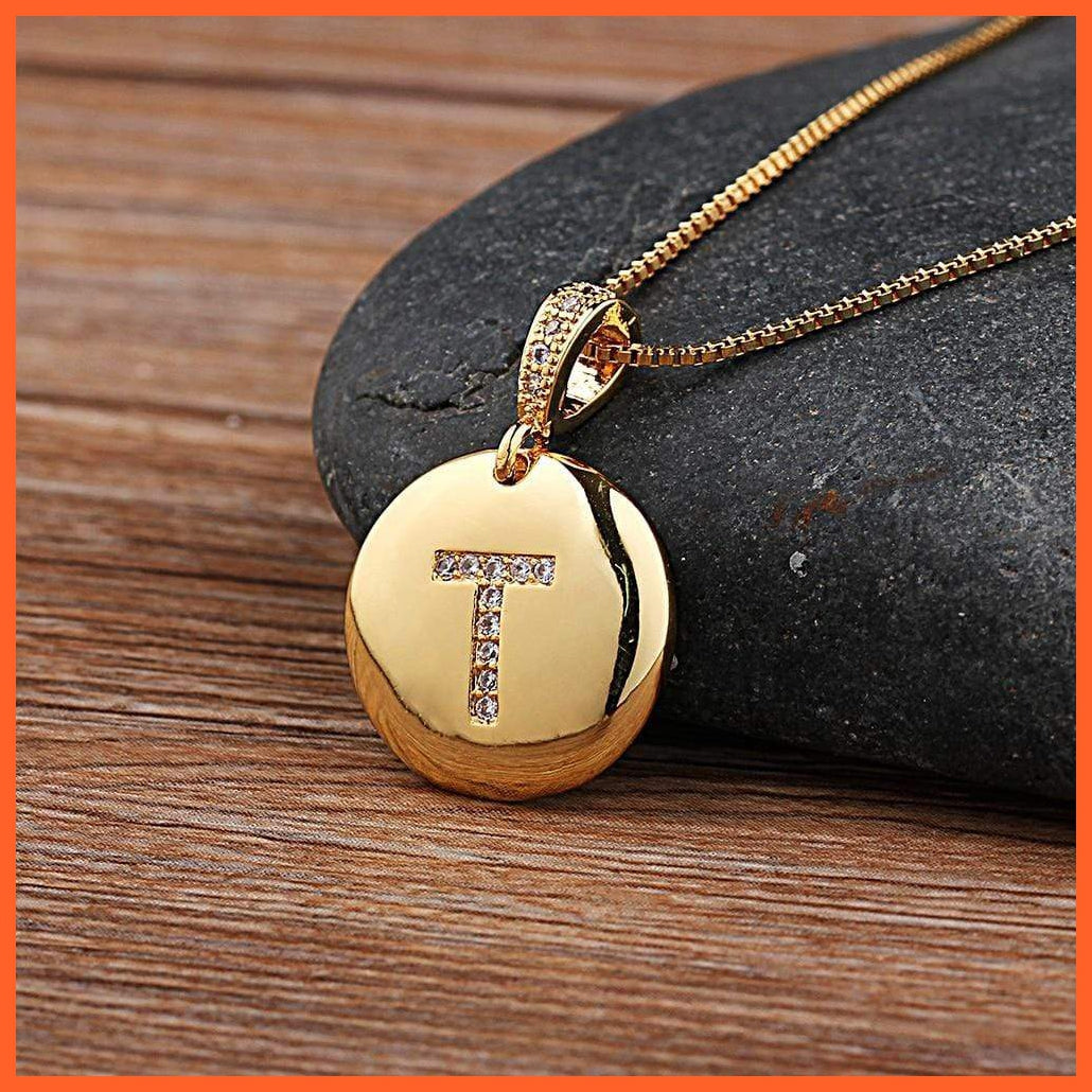 Golden Necklace With Engrave Letter Pendant | Best Valentines Gift | whatagift.com.au.