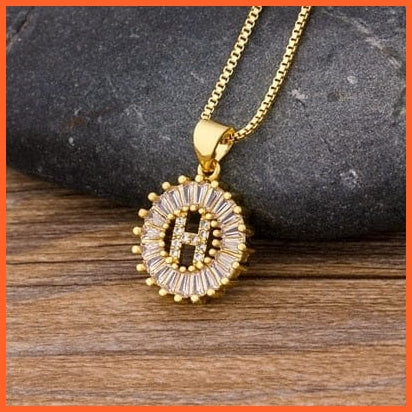 Charming Gold Plated  Cubic Zircon A-Z Initials Letter Pendants & Necklace | whatagift.com.au.