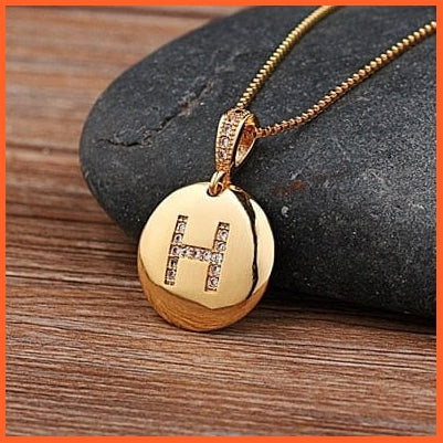 Gold Plated Round Shaped Pendant Initial 26 Letters Pendent Necklace | whatagift.com.au.