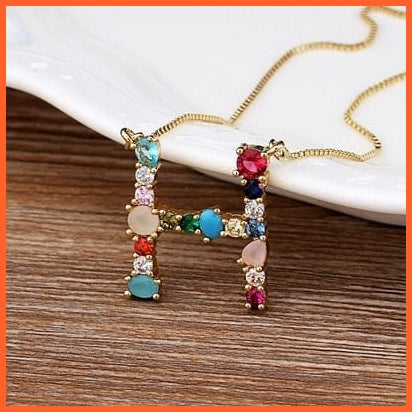 Multi Color Initial 26 Letters Pendent Necklace | Best Gift For Women | whatagift.com.au.