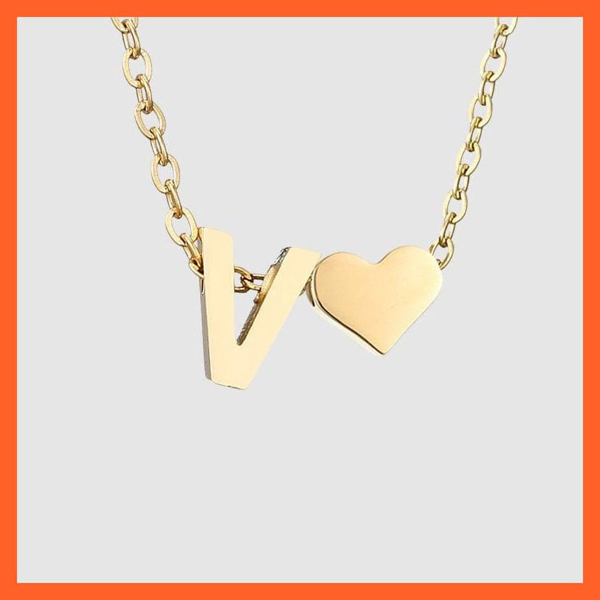 whatagift.com.au necklace Heart Shaped Gold-Plated Letter Pendant For Women Clavicle Chain