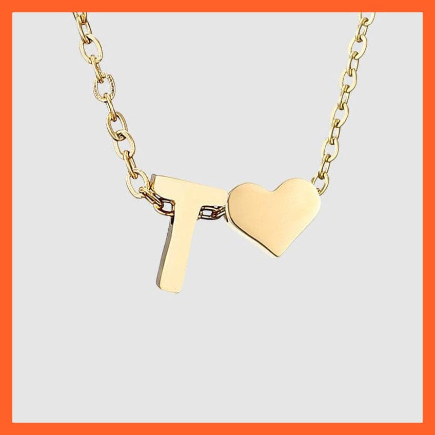 whatagift.com.au necklace Heart Shaped Gold-Plated Letter Pendant For Women Clavicle Chain