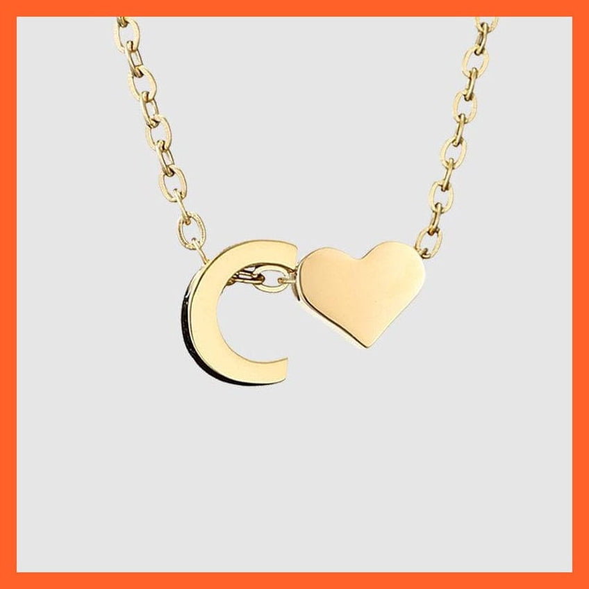 whatagift.com.au necklace Heart Shaped Gold-Plated Letter Pendant For Women Clavicle Chain