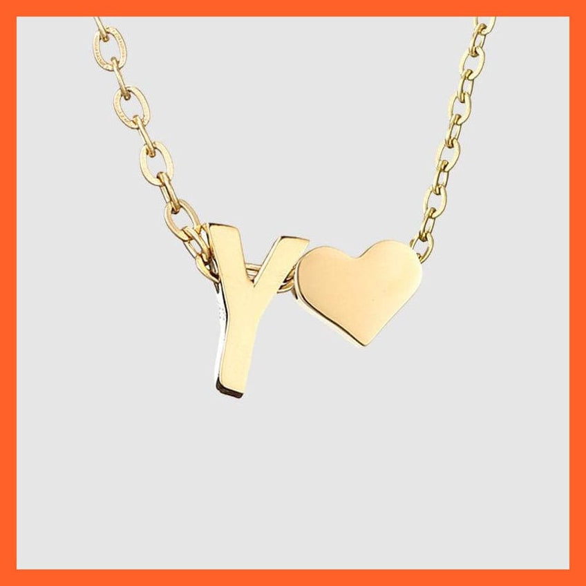 whatagift.com.au necklace Heart Shaped Gold-Plated Letter Pendant For Women Clavicle Chain