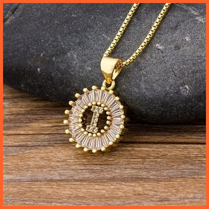 Charming Gold Plated  Cubic Zircon A-Z Initials Letter Pendants & Necklace | whatagift.com.au.