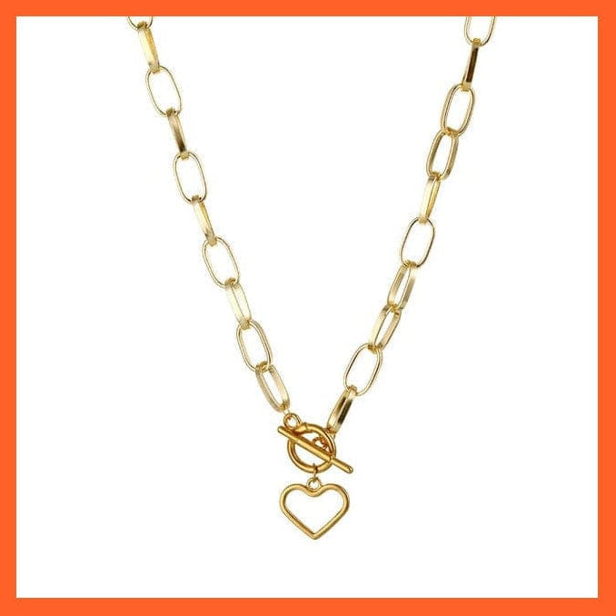 whatagift.com.au necklace IPA0490-1 Thick Chain Toggle Clasp Chain Necklaces | Mixed Linked Circle Necklaces For Women