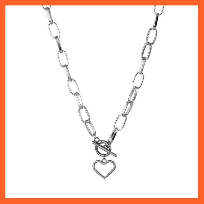 whatagift.com.au necklace IPA0490-2 Thick Chain Toggle Clasp Chain Necklaces | Mixed Linked Circle Necklaces For Women
