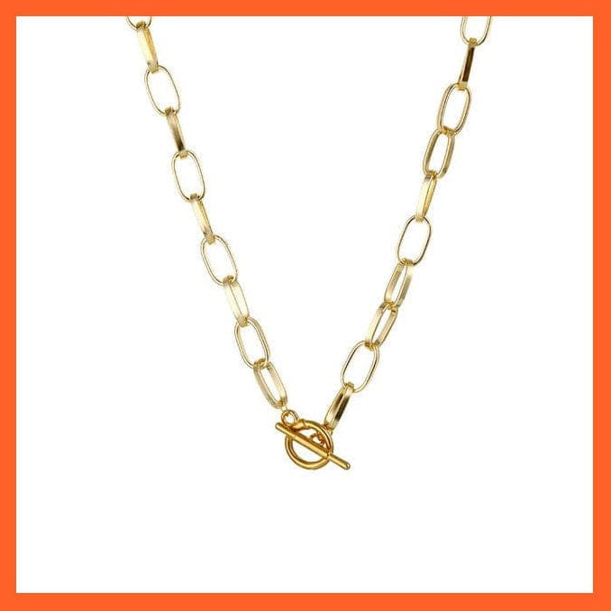 whatagift.com.au necklace IPA0491-1 Thick Chain Toggle Clasp Chain Necklaces | Mixed Linked Circle Necklaces For Women