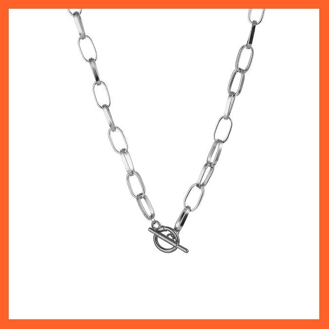whatagift.com.au necklace IPA0491-2 Thick Chain Toggle Clasp Chain Necklaces | Mixed Linked Circle Necklaces For Women