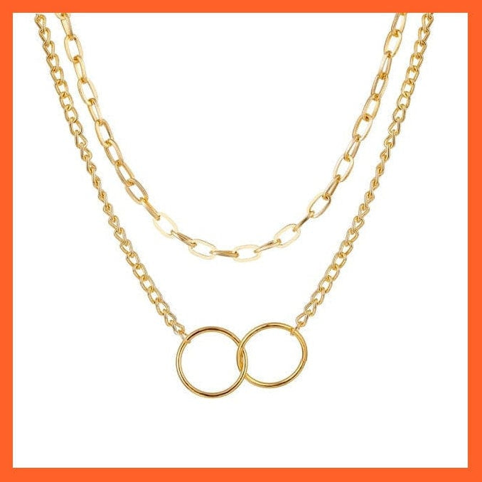 whatagift.com.au necklace IPA0683-1 Thick Chain Toggle Clasp Chain Necklaces | Mixed Linked Circle Necklaces For Women