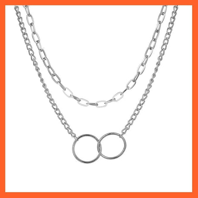 whatagift.com.au necklace IPA0683-2 Thick Chain Toggle Clasp Chain Necklaces | Mixed Linked Circle Necklaces For Women