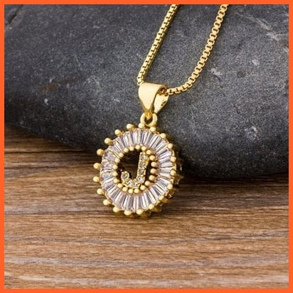 Charming Gold Plated  Cubic Zircon A-Z Initials Letter Pendants & Necklace | whatagift.com.au.