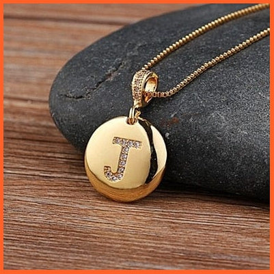 Gold Plated Round Shaped Pendant Initial 26 Letters Pendent Necklace | whatagift.com.au.