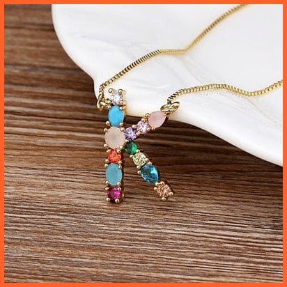 Multi Color Initial 26 Letters Pendent Necklace | Best Gift For Women | whatagift.com.au.