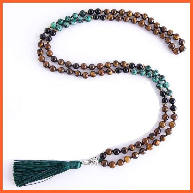 Yellow Tiger Eyes African Turquoise Black Onyx Neck Piece| Beaded Tassel Handmade Necklace | whatagift.com.au.