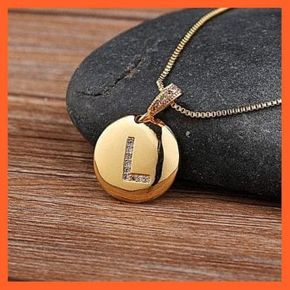 whatagift.com.au necklace L Copy of Gold Plated Round Shaped Pendant Initial 26 Letters Pendent Necklace