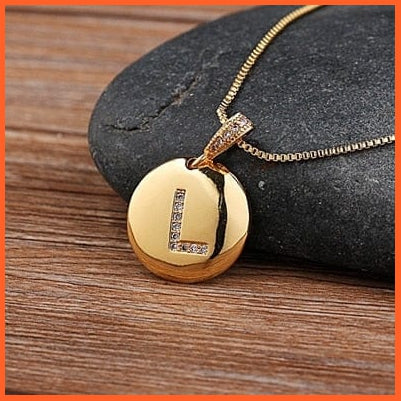 Gold Plated Round Shaped Pendant Initial 26 Letters Pendent Necklace | whatagift.com.au.