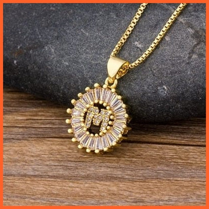 Charming Gold Plated  Cubic Zircon A-Z Initials Letter Pendants & Necklace | whatagift.com.au.