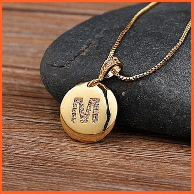Gold Plated Round Shaped Pendant Initial 26 Letters Pendent Necklace | whatagift.com.au.