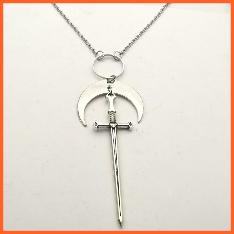 Moon Sword Necklace Silver Plated Dagger Jewellery | Dark Gothic Gypsy Occult Tarot Jewellery | whatagift.com.au.