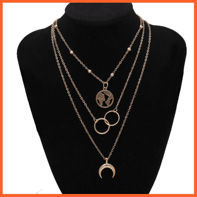 Vintage Multilayer Pendant Butterfly Moon Star Necklace For Women | whatagift.com.au.