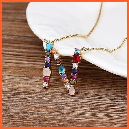 Multi Color Initial 26 Letters Pendent Necklace | Best Gift For Women | whatagift.com.au.