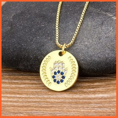 Unisex Gold Color Hamsa Hand Evil Eye Pendant Necklace | whatagift.com.au.