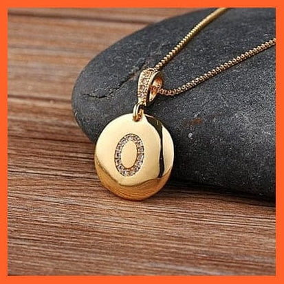 whatagift.com.au necklace O Copy of Gold Plated Round Shaped Pendant Initial 26 Letters Pendent Necklace