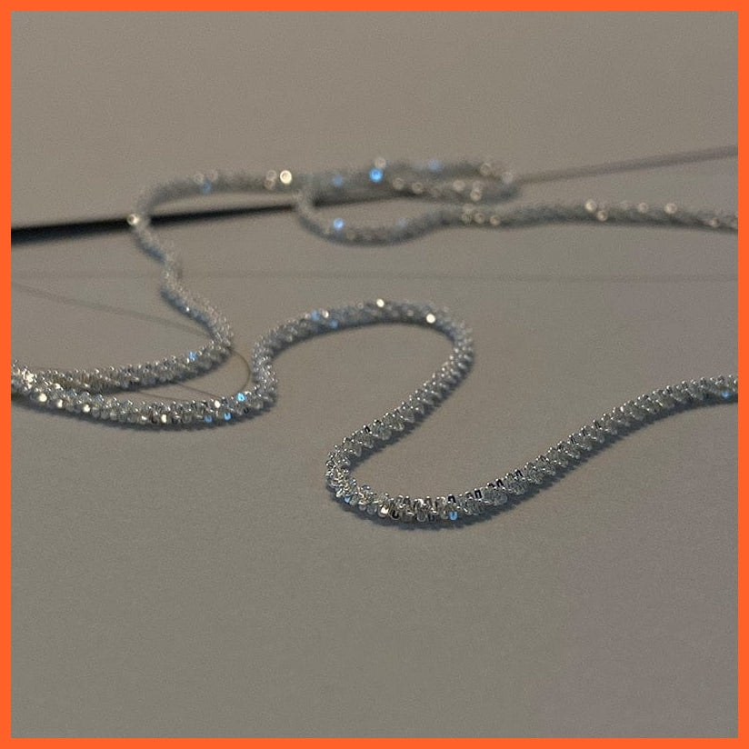 Popular 925 Sterling Silver Sparkling Clavicle Chain Choker Necklace For Women | whatagift.com.au.