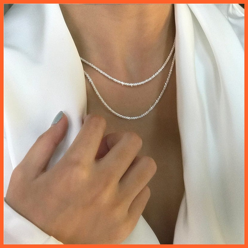 Popular 925 Sterling Silver Sparkling Clavicle Chain Choker Necklace For Women | whatagift.com.au.