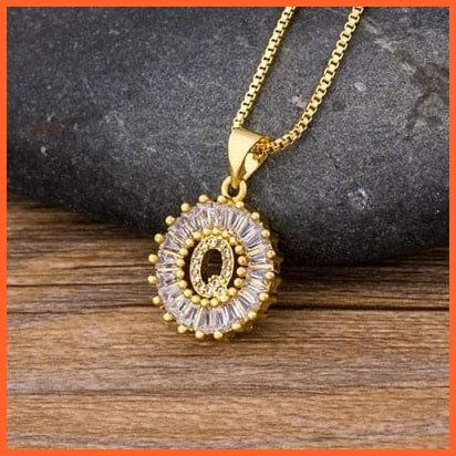 Charming Gold Plated  Cubic Zircon A-Z Initials Letter Pendants & Necklace | whatagift.com.au.