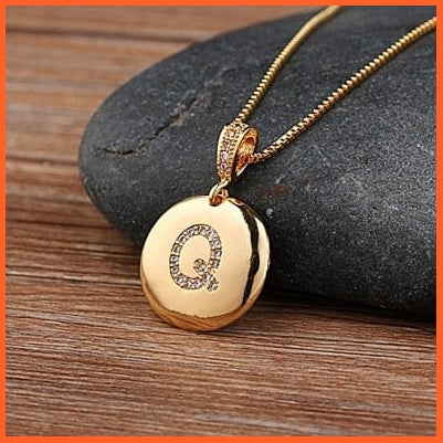 Gold Plated Round Shaped Pendant Initial 26 Letters Pendent Necklace | whatagift.com.au.