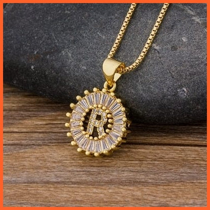 Charming Gold Plated  Cubic Zircon A-Z Initials Letter Pendants & Necklace | whatagift.com.au.