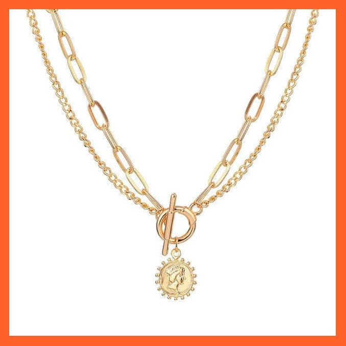 whatagift.com.au necklace RAM0317 Thick Chain Toggle Clasp Chain Necklaces | Mixed Linked Circle Necklaces For Women