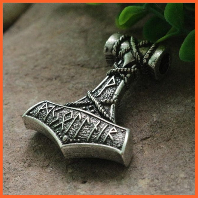 Thor'S Hammer With Nordic Letter Viking Pendant Necklace | whatagift.com.au.