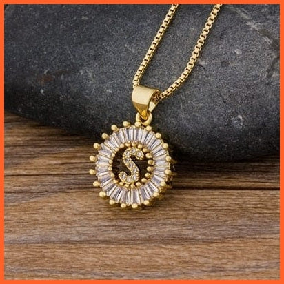 Charming Gold Plated  Cubic Zircon A-Z Initials Letter Pendants & Necklace | whatagift.com.au.