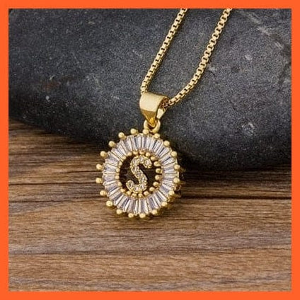 whatagift.com.au necklace S Copy of Charming Gold Plated  Cubic Zircon A-Z Initials Letter Pendants & Necklace