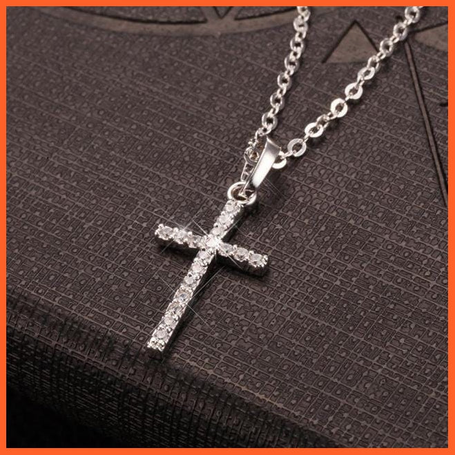 Unisex Cross Pendants Gold Black Color Chain Necklace Jewelry | whatagift.com.au.