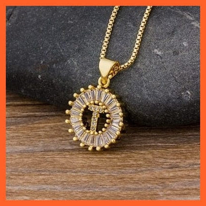 whatagift.com.au necklace T Copy of Charming Gold Plated  Cubic Zircon A-Z Initials Letter Pendants & Necklace