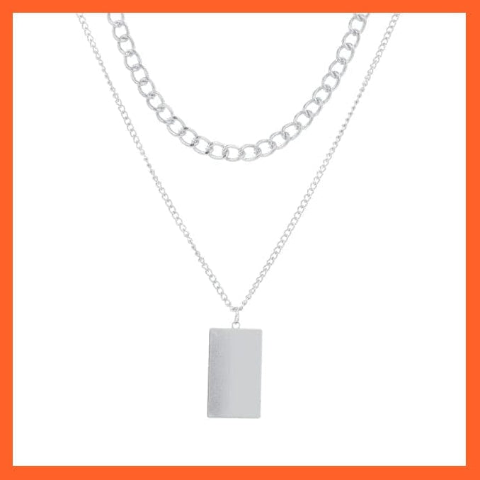 whatagift.com.au necklace KME1033-02 Thick Chain Toggle Clasp Chain Necklaces | Mixed Linked Circle Necklaces For Women