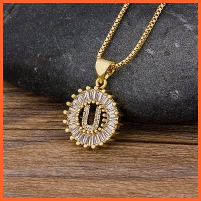 Charming Gold Plated  Cubic Zircon A-Z Initials Letter Pendants & Necklace | whatagift.com.au.