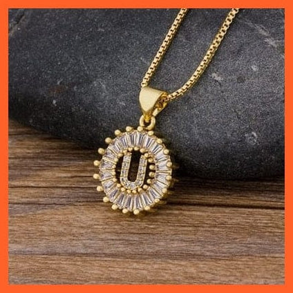 whatagift.com.au necklace U Copy of Charming Gold Plated  Cubic Zircon A-Z Initials Letter Pendants & Necklace
