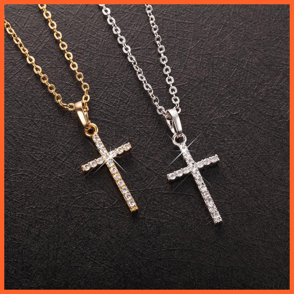 Unisex Cross Pendants Gold Black Color Chain Necklace Jewelry | whatagift.com.au.