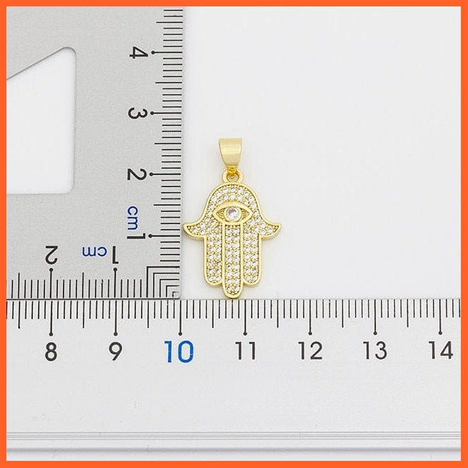 Unisex Gold Color Hamsa Hand Evil Eye Pendant Necklace | whatagift.com.au.