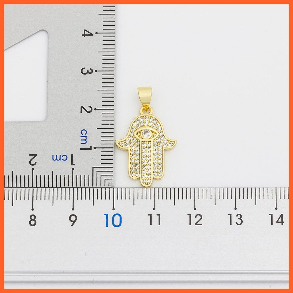 Unisex Gold Color Hamsa Hand Evil Eye Pendant Necklace | whatagift.com.au.