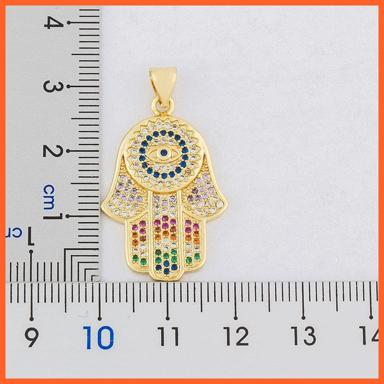 Unisex Gold Color Hamsa Hand Evil Eye Pendant Necklace | whatagift.com.au.